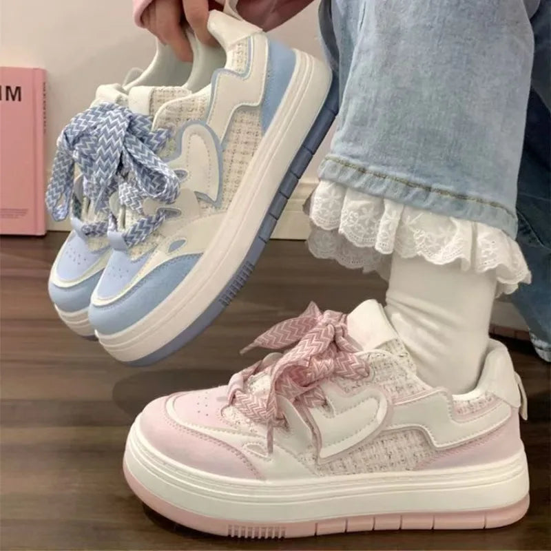 Love Thick Bottom Women's 2025 Summer New Breathable and Versatile Student Board Shoes